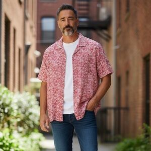 Goodfellow & Co Red and Cream Floral Shirt